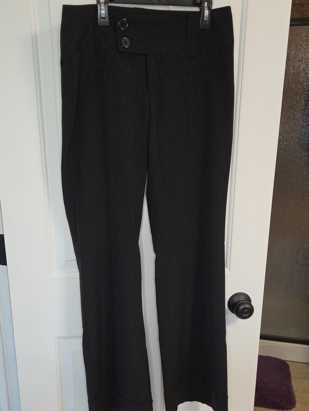Vanity Black Boot-Cut Pants with Double Button Waist